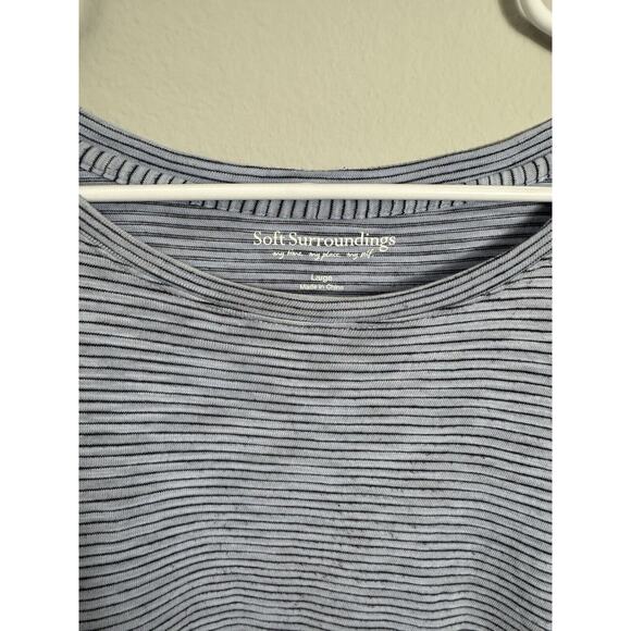 Soft Surroundings Top Womens Large Blue Perfect Layers Tunic Lagenlook Striped - Picture 3 of 5